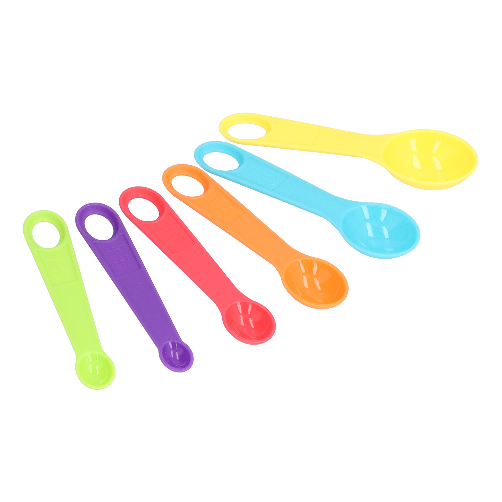 12-teiliges Set Aus Farbenfrohen Messlöffeln Aus Kunststoff Mit Messbecher, Sicher Und Praktisch Zum Kochen Und Backen.