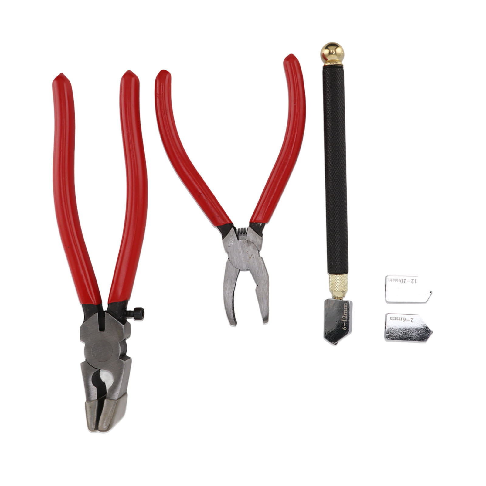 Glasschneidset Mit Glasbrecherzange, Gebogener Zange, Glasschneidstift, 2 Klingen, Öler Und Schraubendreher