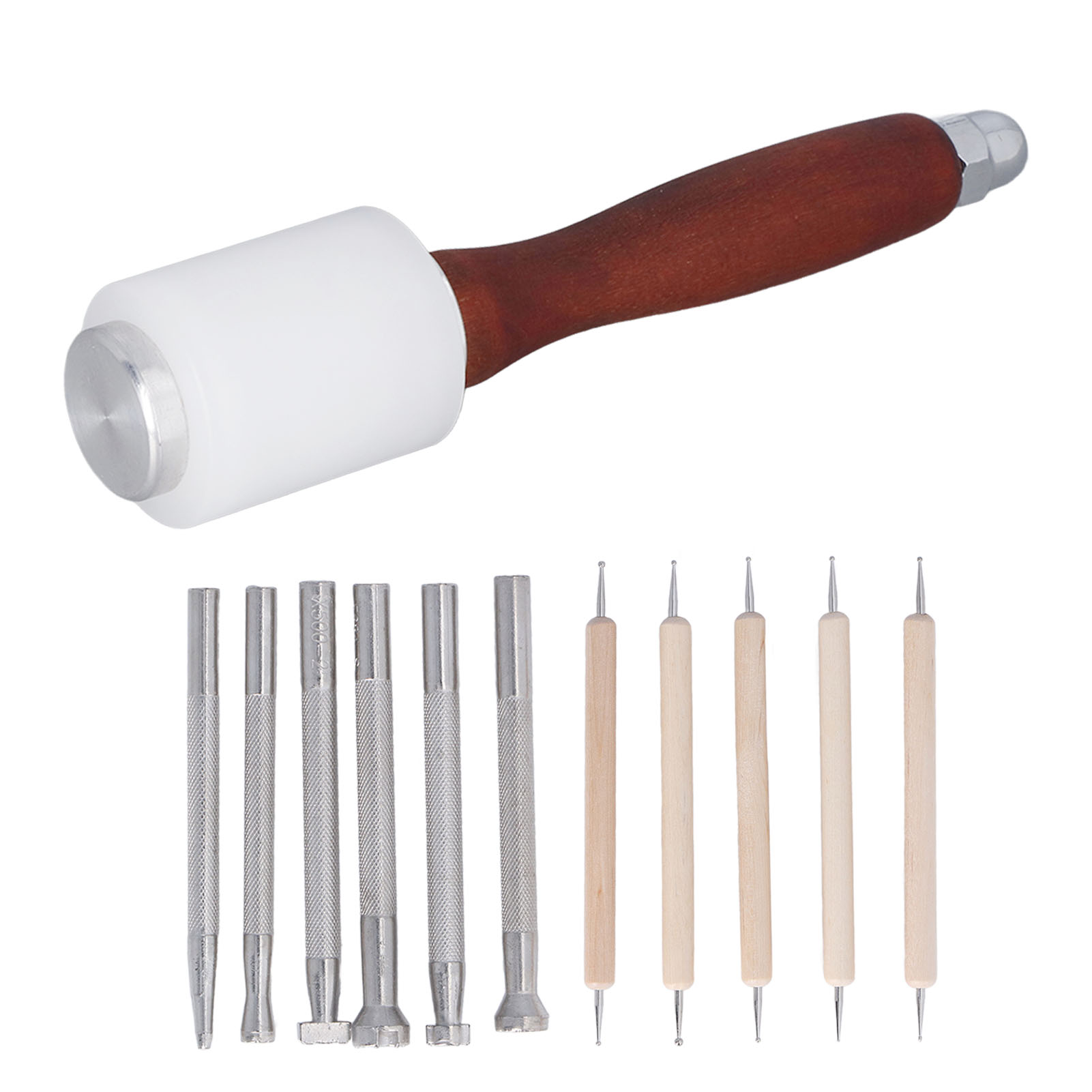 12-teiliges Ledermarkierungswerkzeug-set, Inklusive Hammer, Für Lederhandwerk, Sattelherstellung Und Heimwerkerarbeiten.