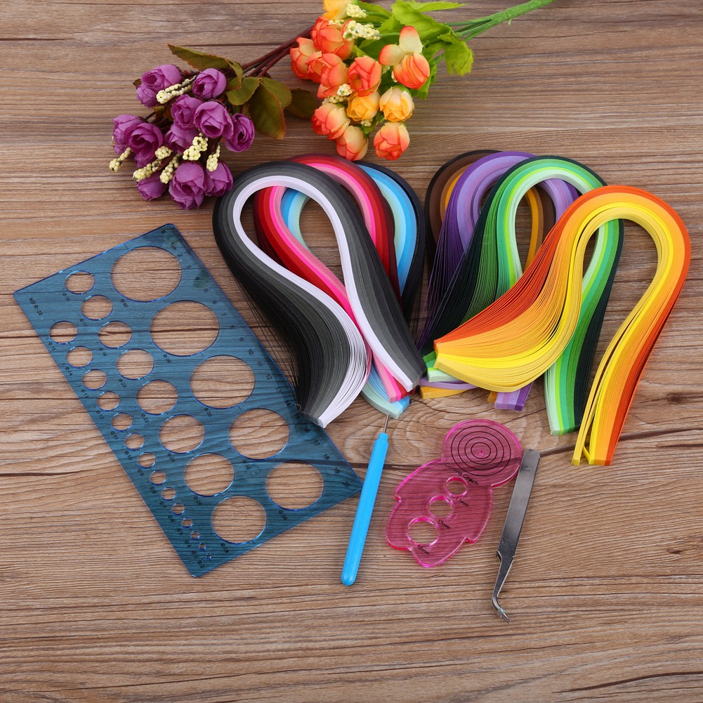 1-teiliges Quilling-papierrollset, Schlitzwerkzeug, Papierstreifen, Pinzette, Lineal, Dekoration Für Zuhause Und Büro