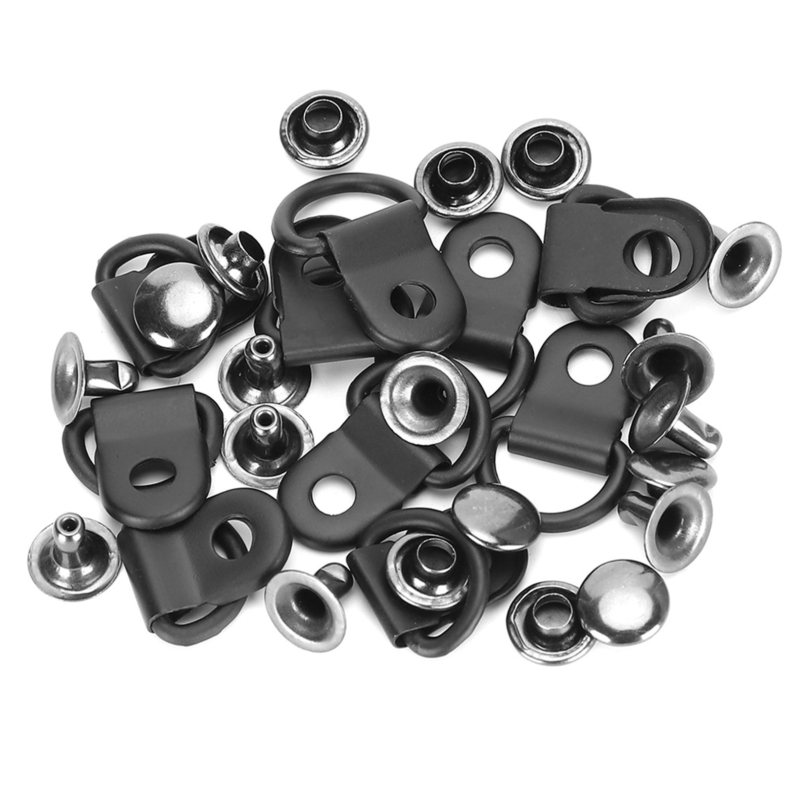 Set Mit 100 Mattschwarzen D-ringen Und Haken Aus Messing (9 X 14 Mm) Für Schuhe, Lederarbeiten (diy) Und Nietwerkzeug