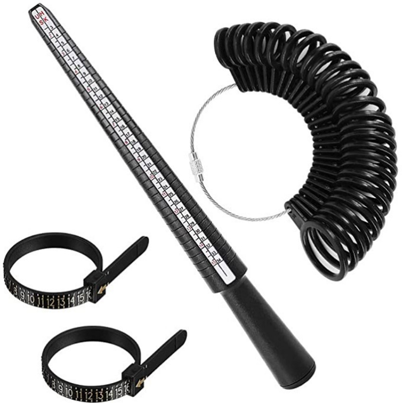 4-teiliges Schwarzes Messring-set, Hohe Präzision, Strapazierfähiger Kunststoff, Gut Lesbare Zahlen, Fingerabdruck-werkzeug Für Die Schmuckherstellung