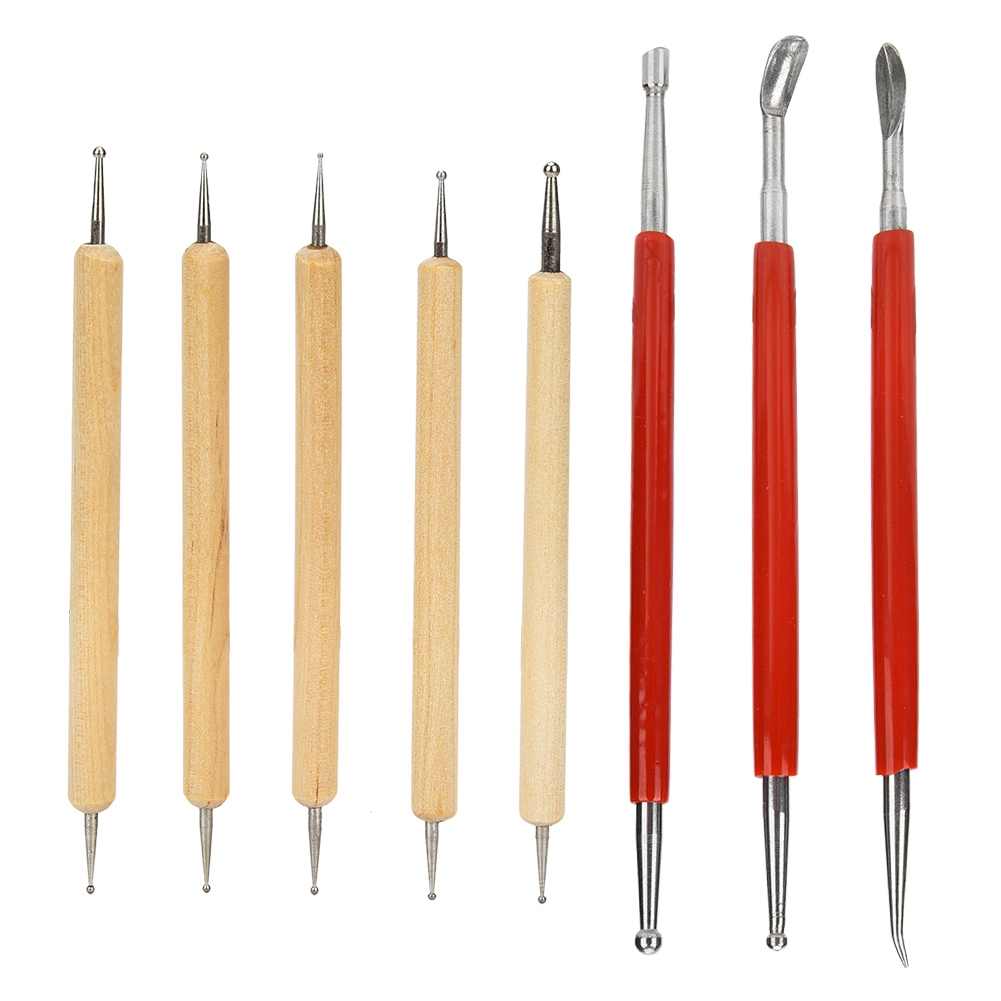 8-teiliges Diy-ledergravur-werkzeugset: Doppelstanzer, Löffelförmiger Stift Zur Dekoration