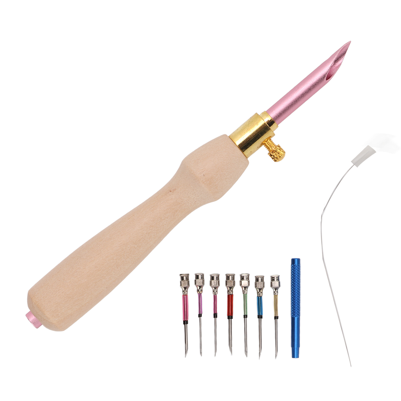 Punch-needle-set Mit Holzgriff Und Austauschbaren Köpfen, Einfach Zu Bedienen, Verstellbar, Zum Selbermachen