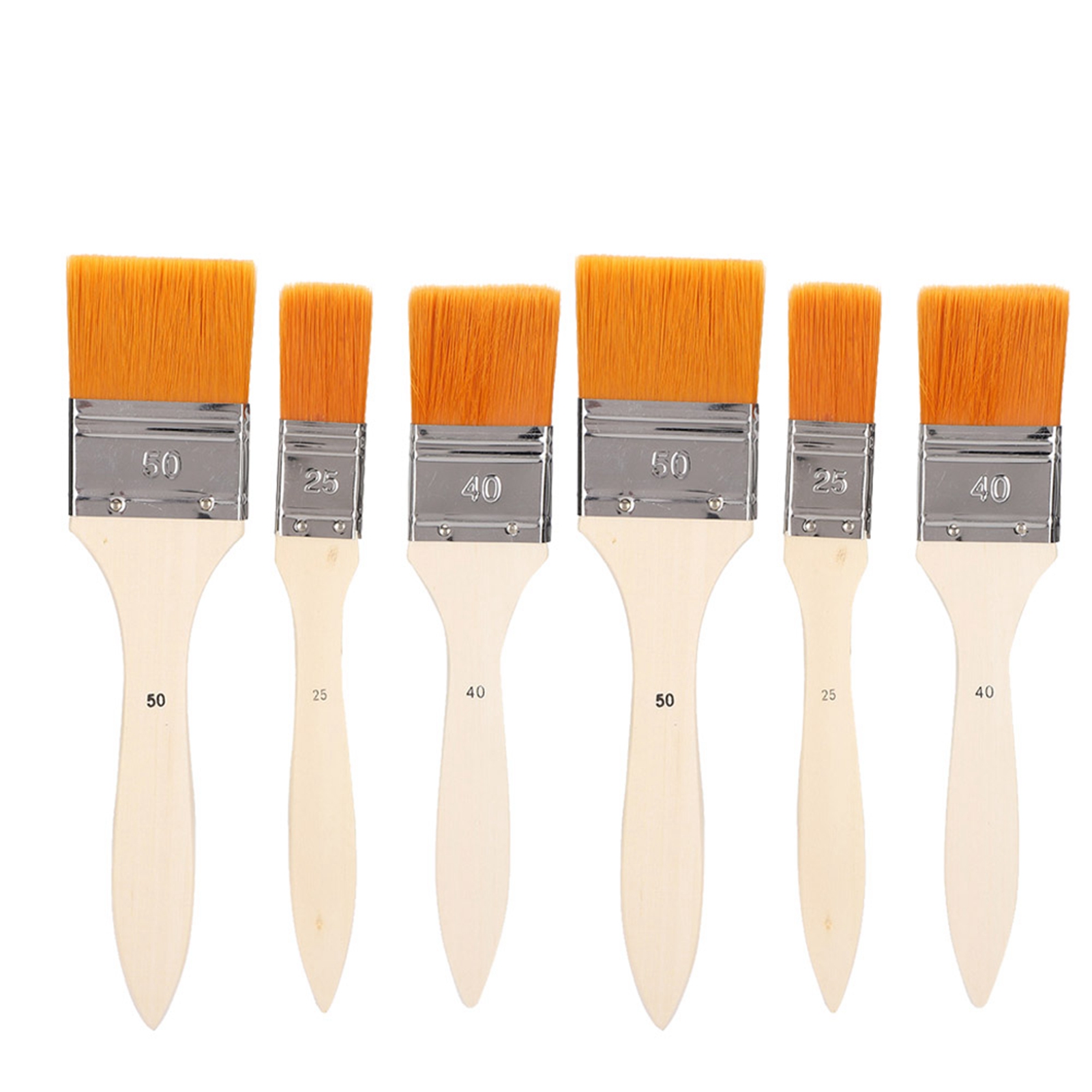 Set Mit 6 Ölpinseln, Nylonborsten, Holzgriff, Aluminiumspitze, Für Künstler Und Anfänger