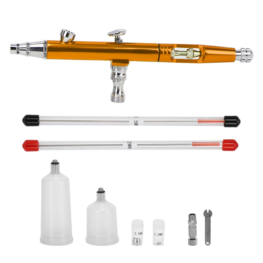 Mini-airbrush-pistole (0,3 Mm) Mit Externem Abzug, Diy-lackierset, 20-ml-/40-ml-tank, Goldfarbe