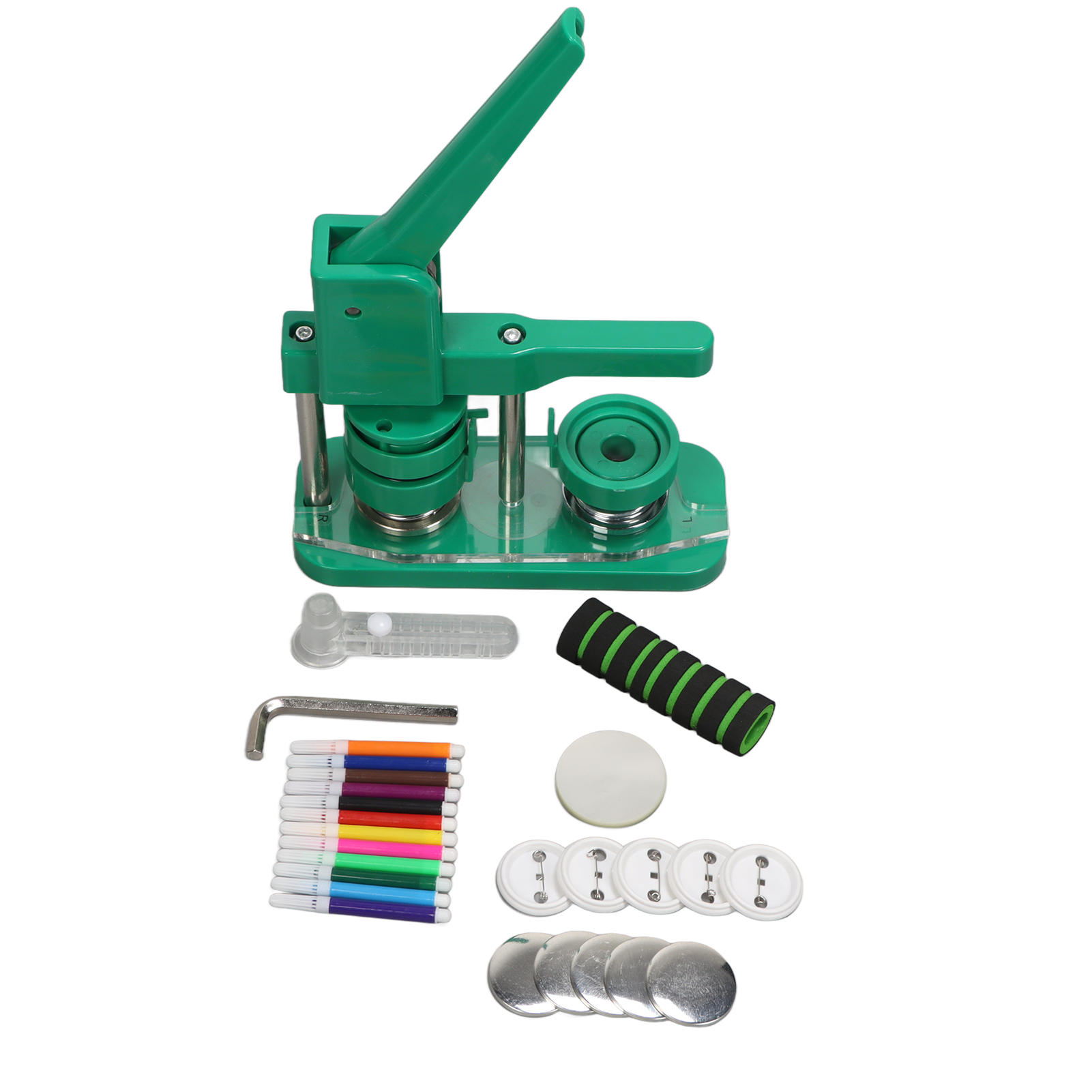 Packung Mit 100 44-mm-anstecknadel-sets, Tragbarer Knopfpresse Mit Schutzfolienschneider Und Farbstiften