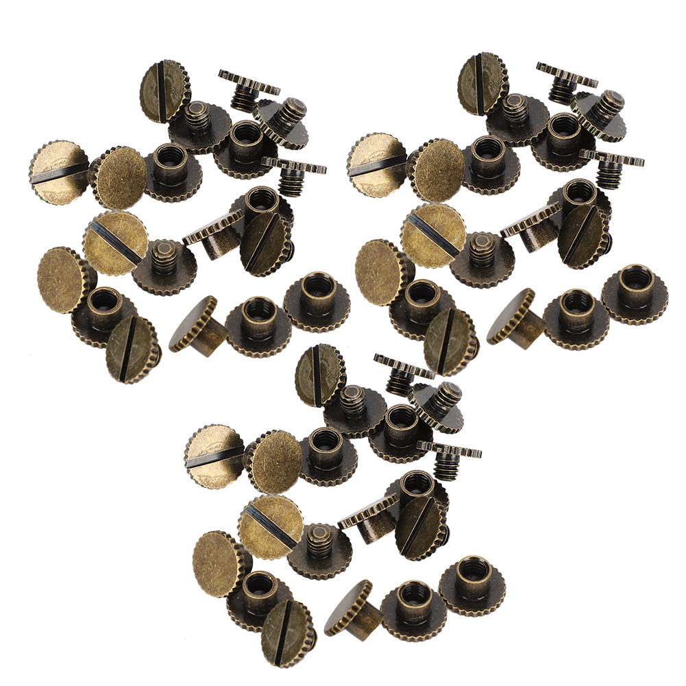 Set Mit 30 Flachen, Gerändelten Buchnieten Aus Messing, Lederbindungsknöpfe, 9,5 X 4 Mm Mit 4 Mm Nägeln Und Schrauben (bronze)