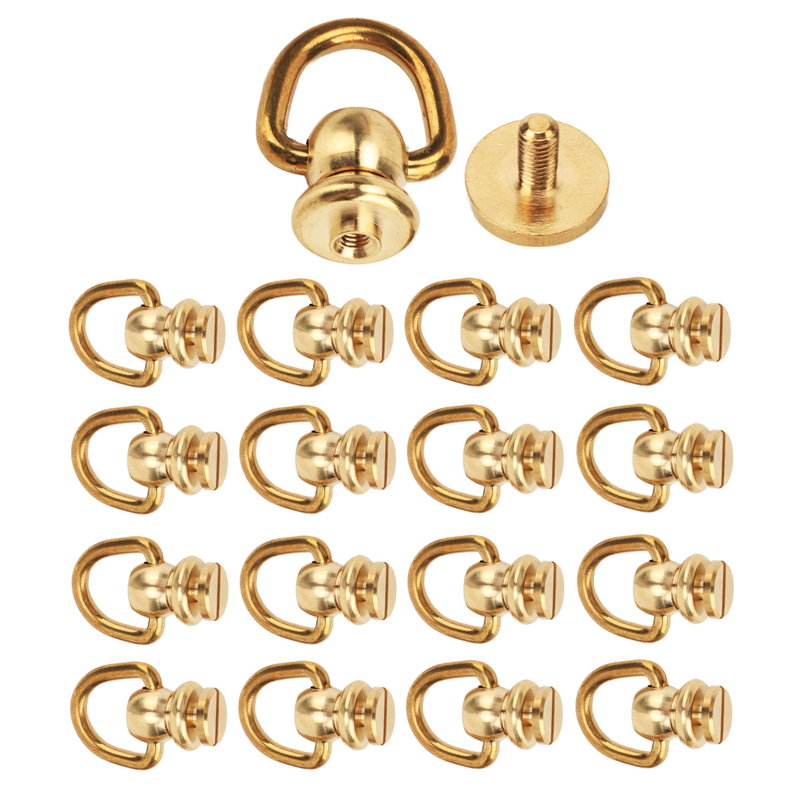 Set Mit 12 Vergoldeten D-ring-nieten Aus Messing Für Diy-ledergeldbörsen, Riemen, Schuhe Und Dekorationen