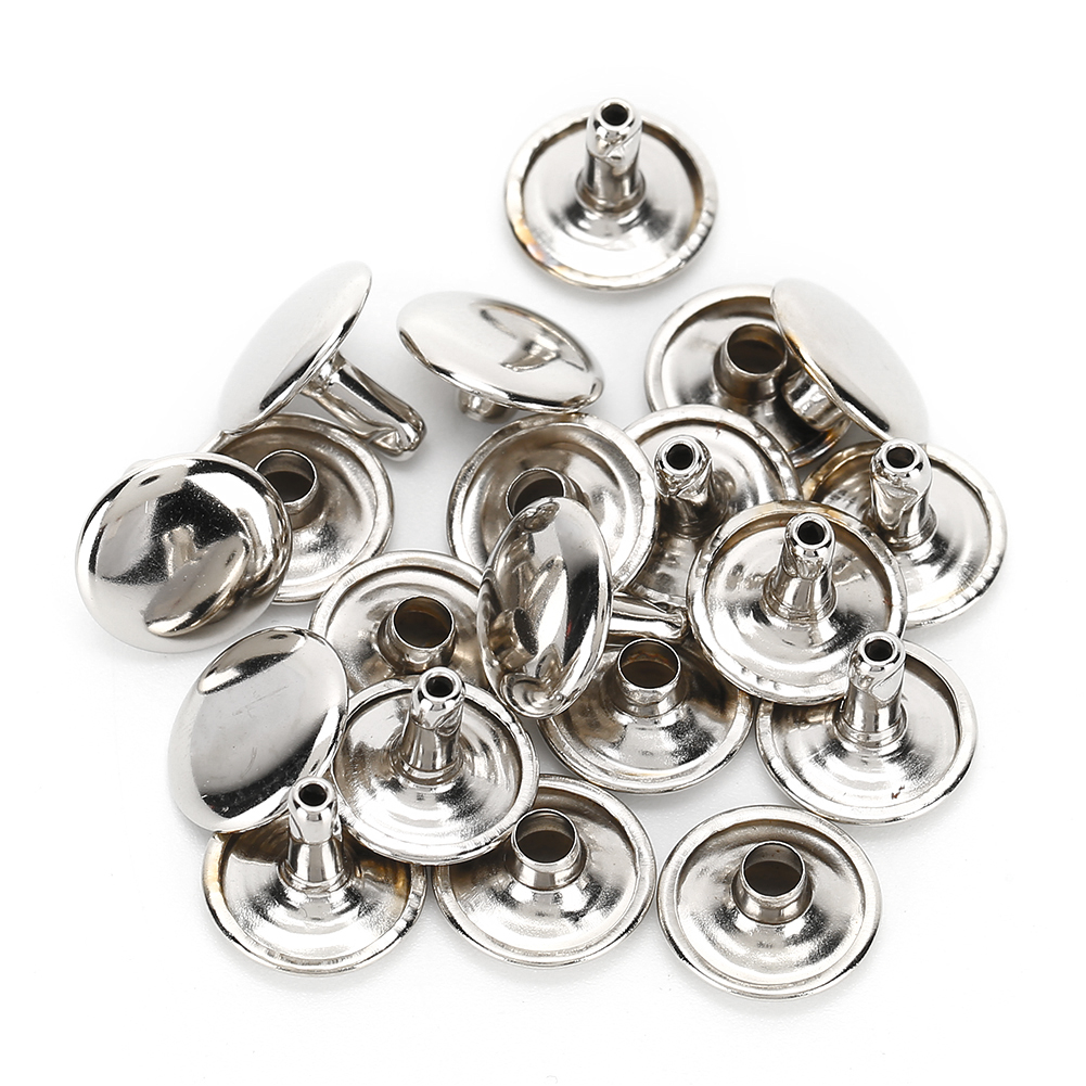200 Doppelnieten, Doppelkappenknöpfe, Jeanslederschuhe, Taschen, Bekleidung, 12 X 10 Mm, Silber