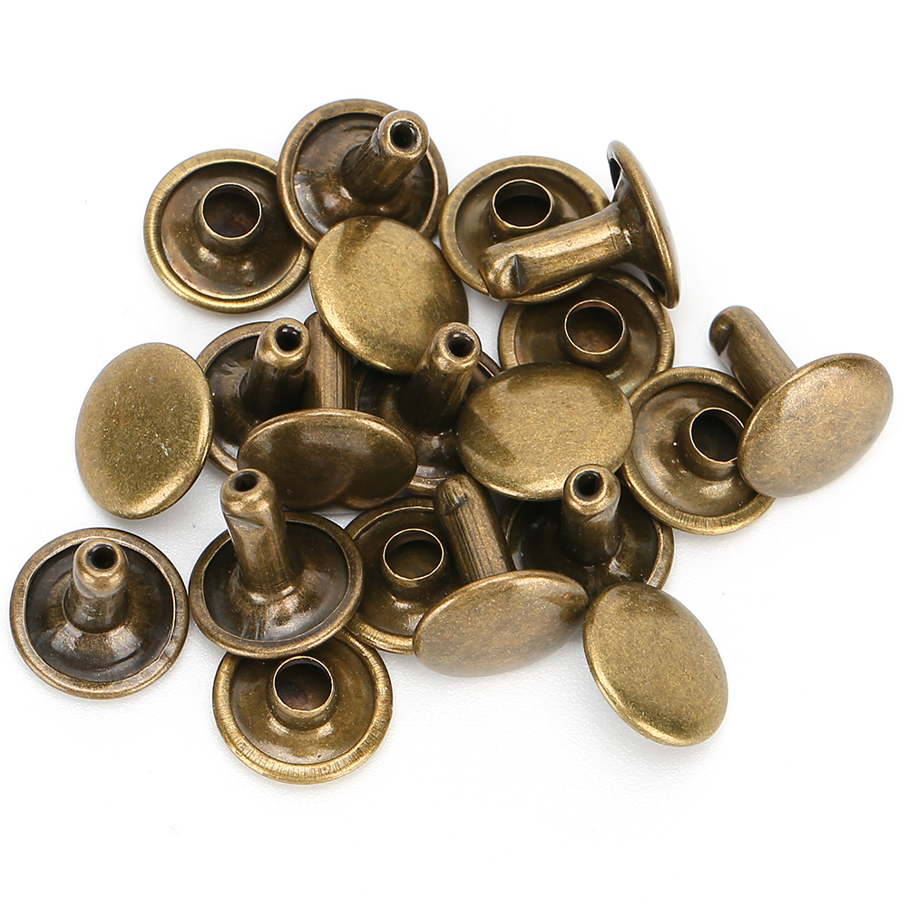 Packung Mit 200 Doppelkopf-rundschaftnieten, Eisennieten Für Jeans, Lederschuhe, Taschen, Kleidung, 10 X 10 Mm, Bronze