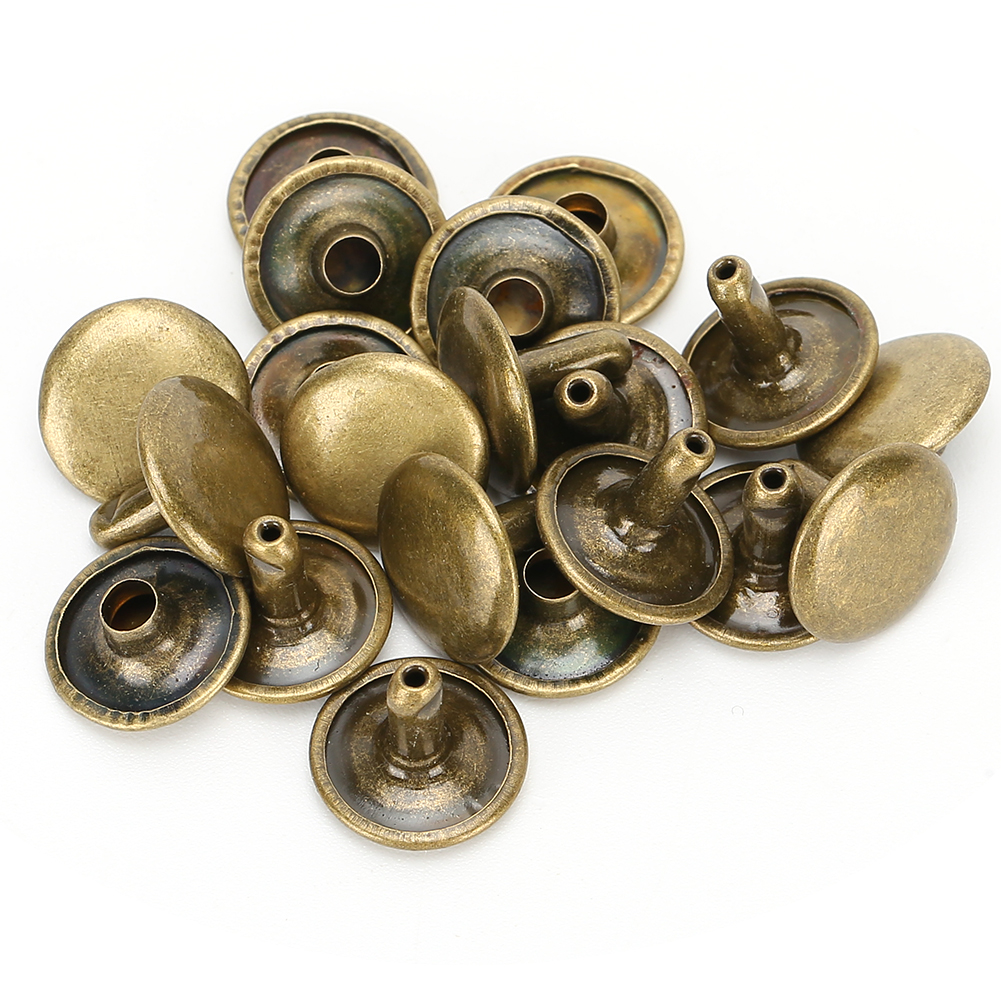 Packung Mit 200 Doppelrundkopf-eisennieten Für Jeans, Lederschuhe, Taschen Und Bekleidung, 12 X 10 Mm, Bronzefarben