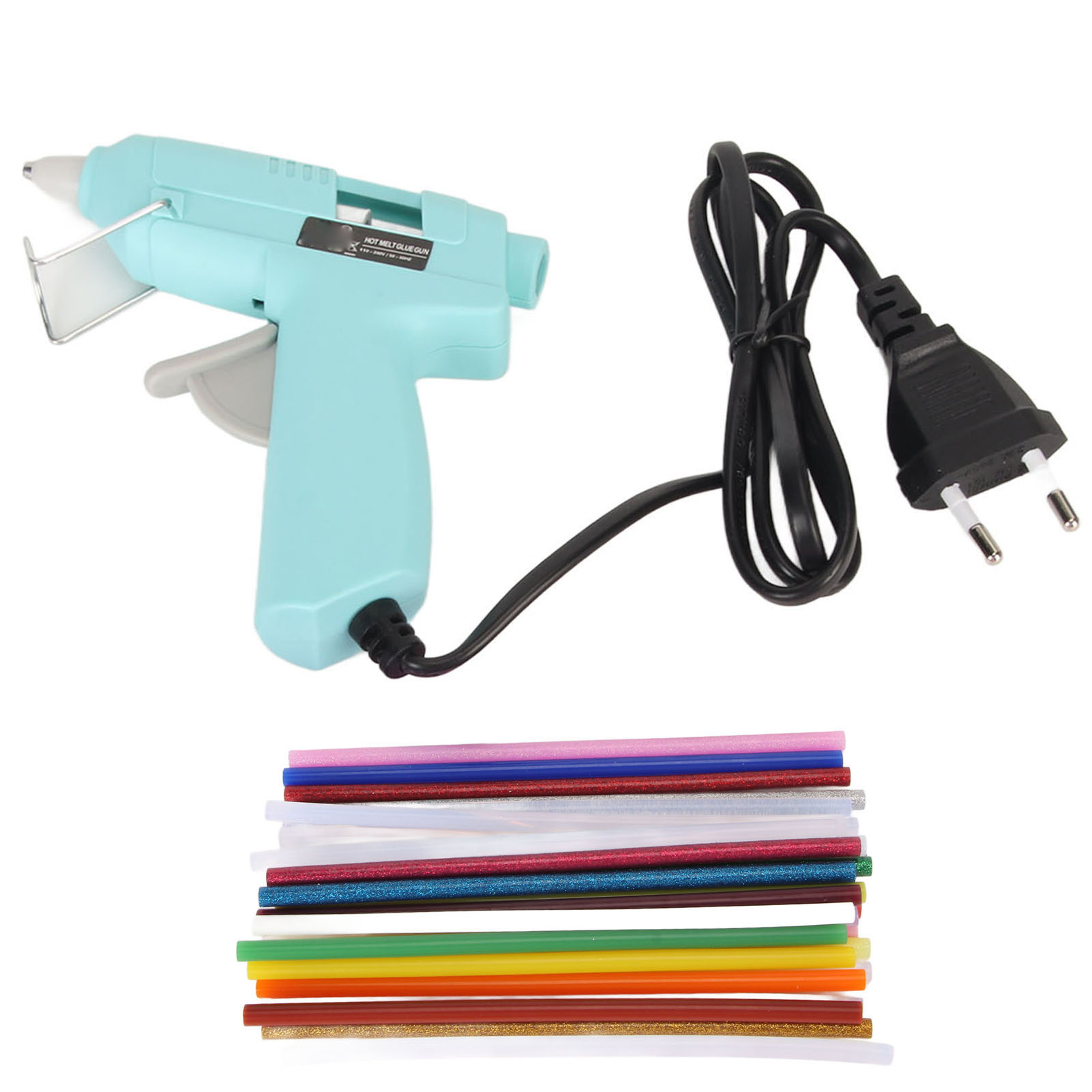 20-w-heißklebepistole, Schnell Aufheizendes Mini-diy-gerät Mit 30 Klebesticks, Für Zuhause Und Schule, 110–240 V, Blauer Eu-stecker