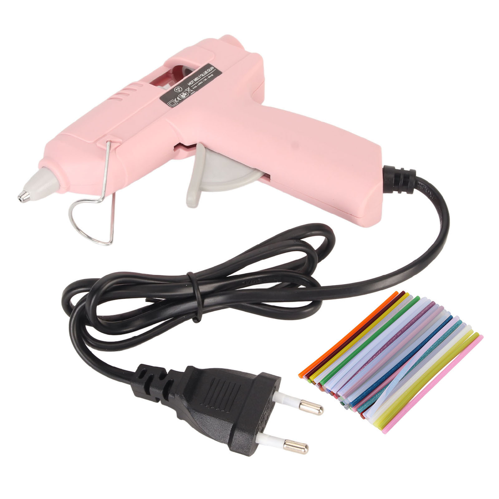 20-w-mini-heißklebepistole Zum Selbermachen Mit 50 Klebesticks (7 Mm) Für Zuhause Und Schule, 110–240 V, Rosa, Eu-stecker