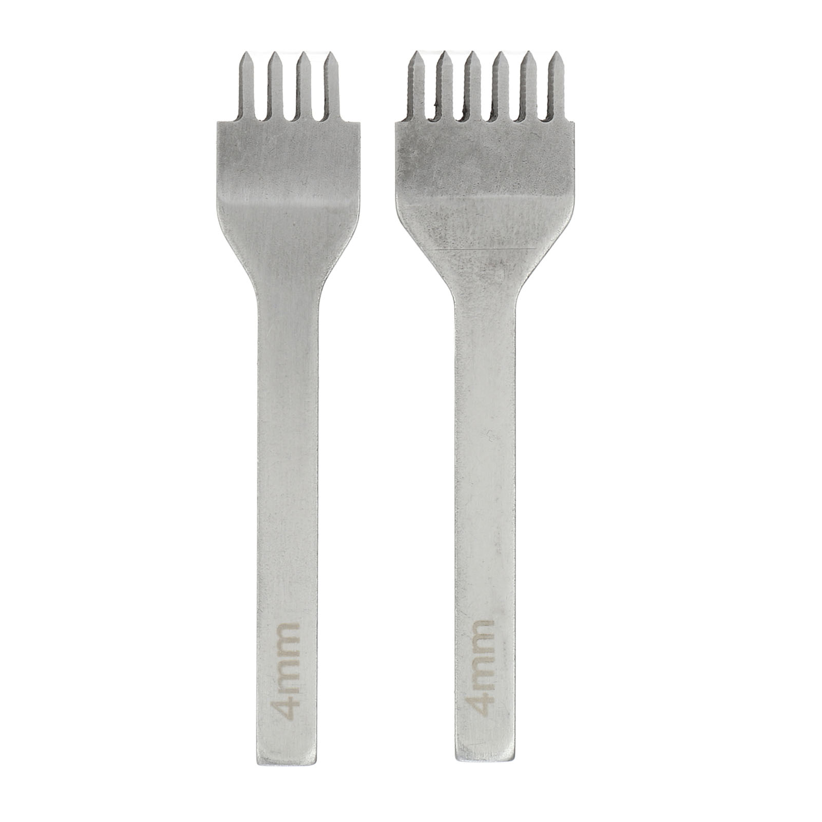 Set Aus 2 Lederahlen, 4 Mm, 4 Und 6 Zähne, Hochglanzpoliert, Mit Großen Löchern Zum Basteln