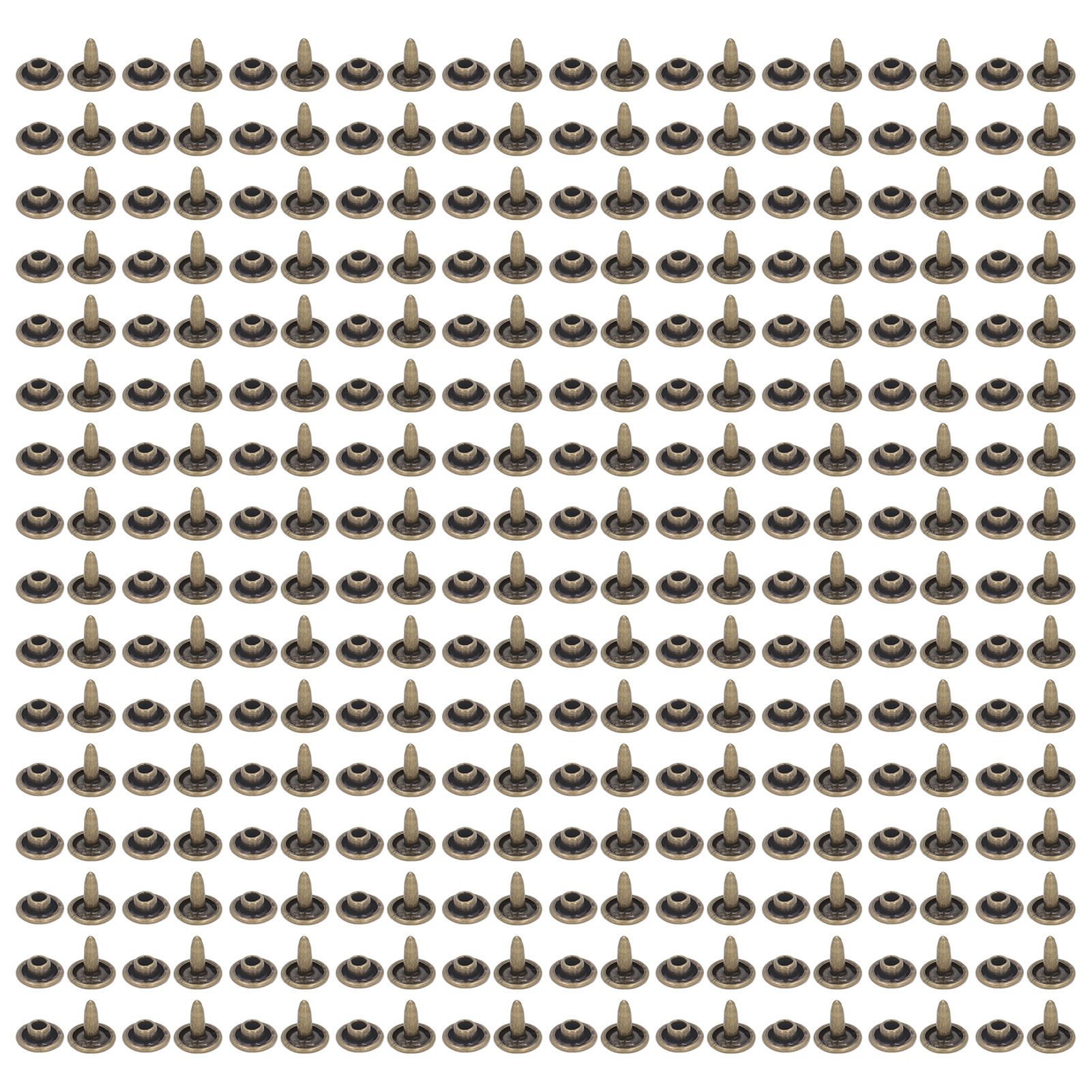Konvolut Von 500 Metallnieten (8 Mm), Doppelkopf, Flach, Gratfrei, Poliert, Galvanisiert, Für Lederbedarf, Bronze