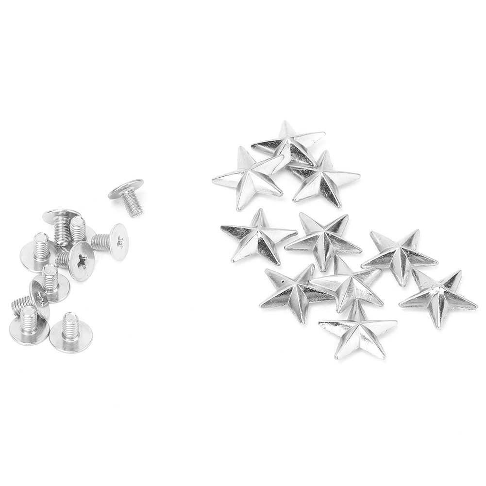 Set Mit 10 Silbernen 14-mm-sternnägeln Aus Metall, Spitze Schrauben Für Taschen, Schuhe, Diy-lederarbeiten Und Dekorationen