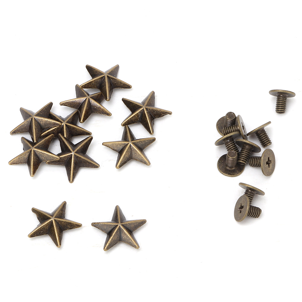 Set Mit 10 Sternförmigen Metallschraubennägeln, Diy-taschen- Und Schuhnägel, Lederdekoration (14 Mm Bronze)