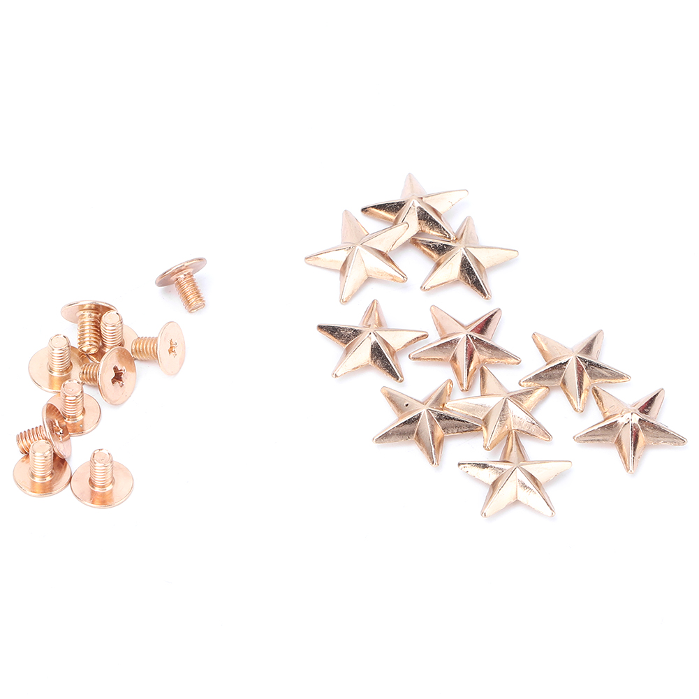 Set Mit 10 Goldfarbenen Sternnägeln Aus Metall, 14 Mm, Zum Einschrauben Für Leder, Taschen, Schuhe, Diy-projekte