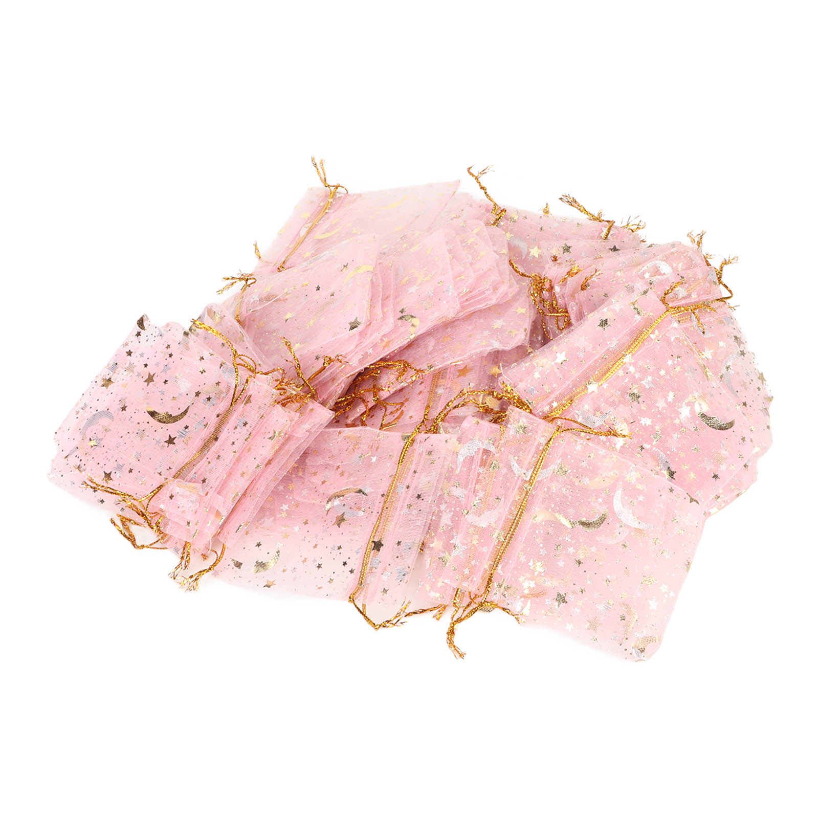 100 Organzabeutel Mit Kordelzug, Transparent, Rosa, Niedlich, Geschenktüten Für Weihnachtsfeiern