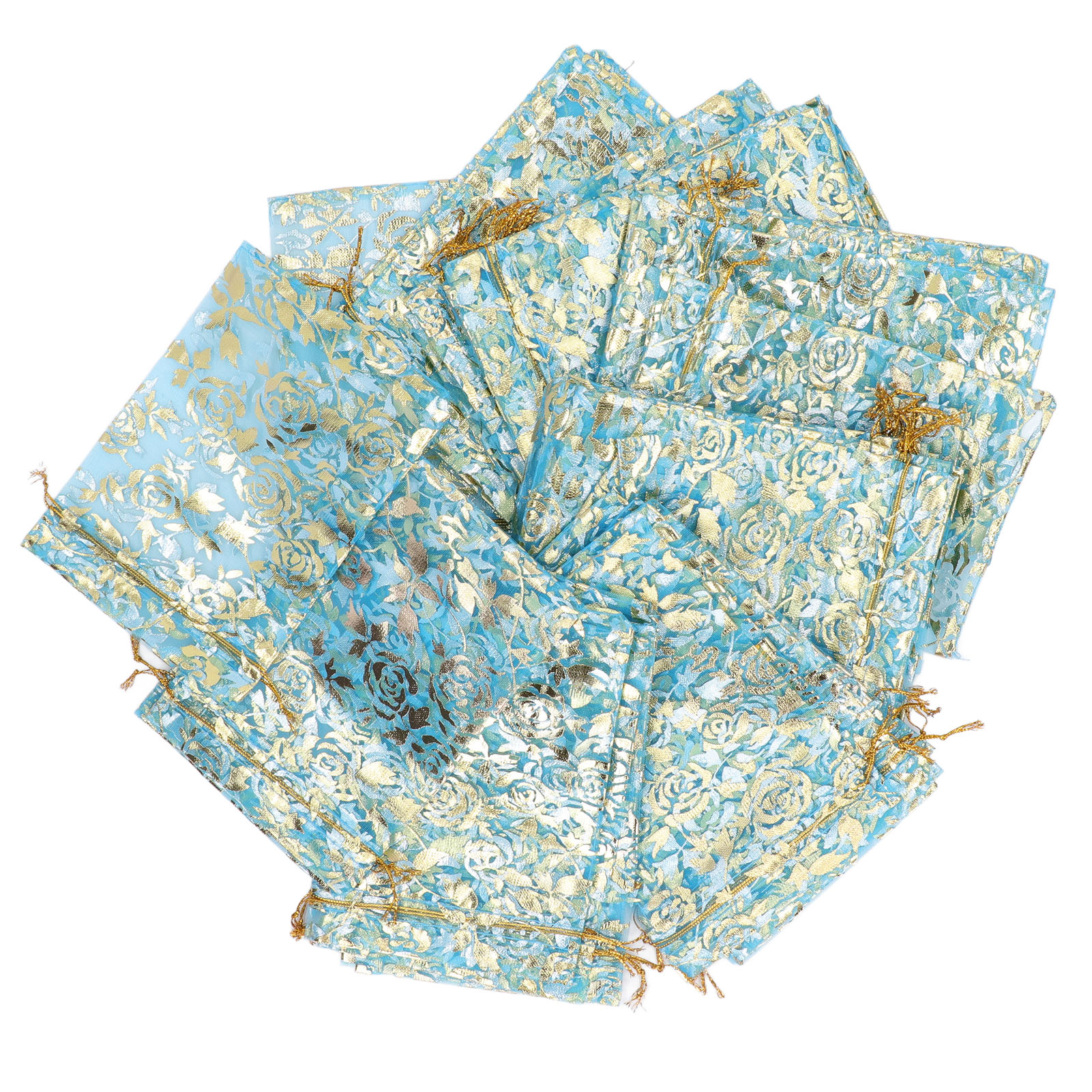 Blaue Organzabeutel Mit Rosa Aufdruck – 200er-packung, 16 X 11 Cm, Netzgewebe, Für Schmuck Und Geschenke