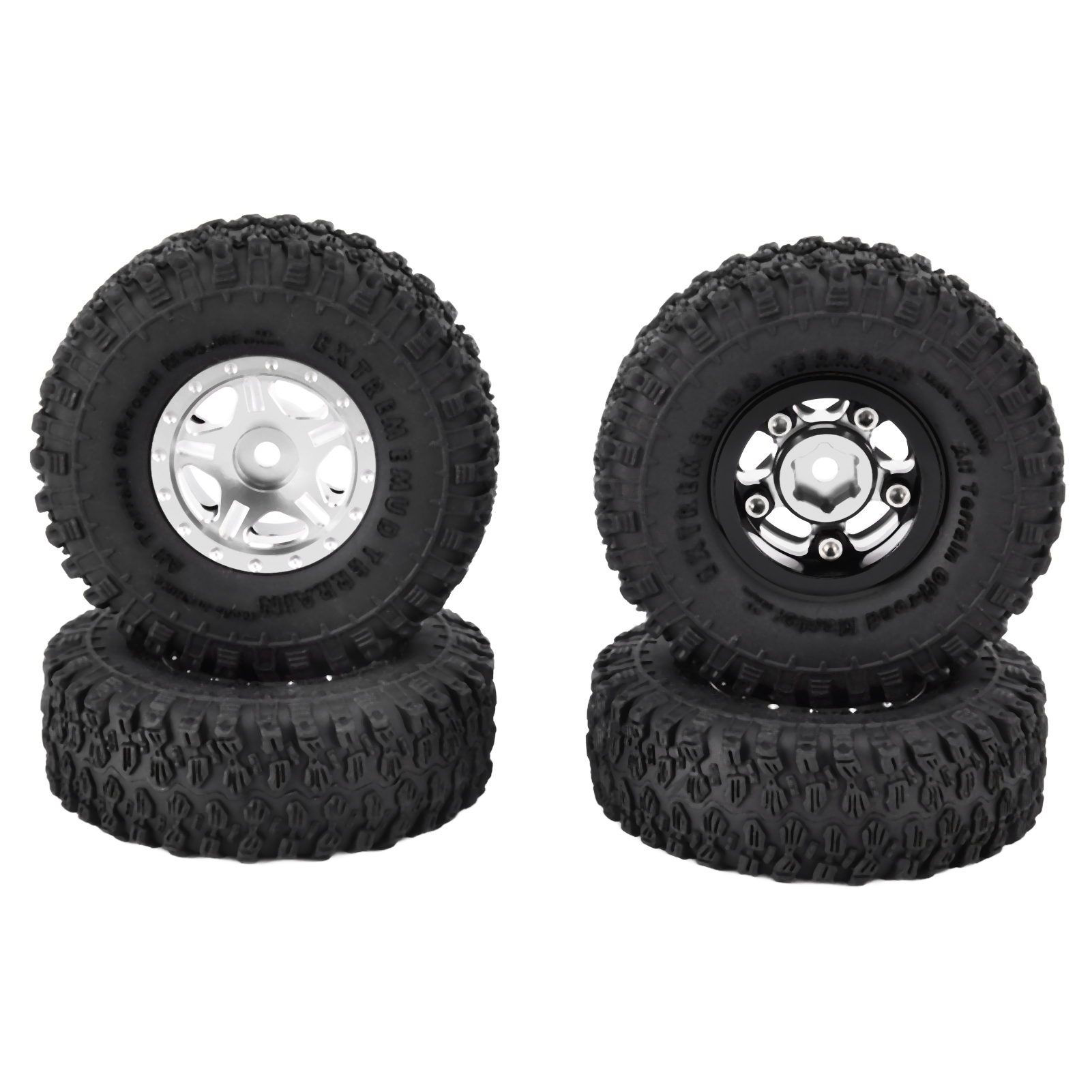X 1-zoll-gummireifen, Felgen Aus Titan-aluminium-legierung Für Axial Scx24 90081 Axi00001 Axi00002 1/24 Crawler-car