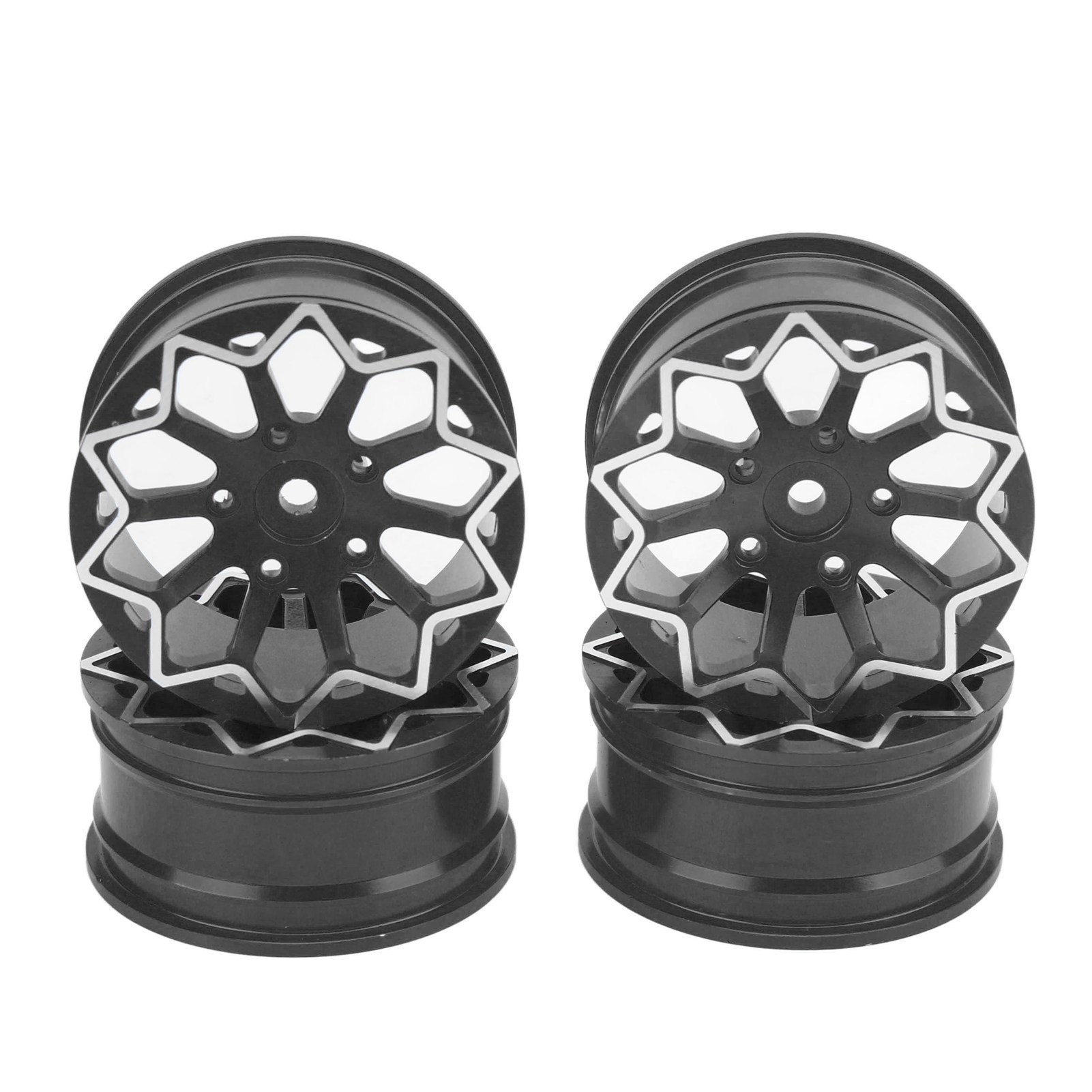 Rc-räder, Cnc-gefräste Aluminiumfelgen, 52 Mm Nabendurchmesser, Für Drift- Und Straßenrennwagen Im Maßstab 1:10, Schwarz