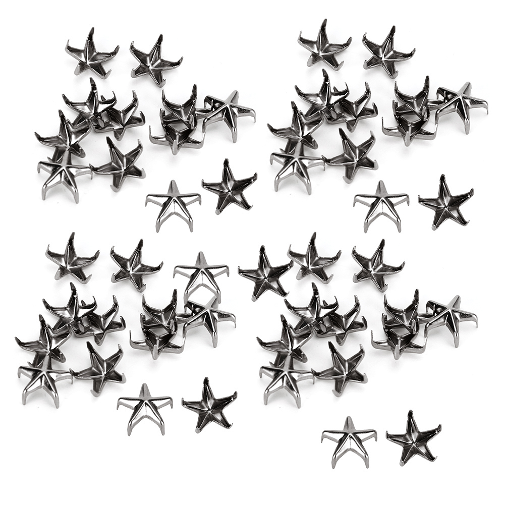 200 Sternnieten, 5-zackige Krallennägel, 10 Mm, Schwarz, Für Diy-taschen, Hüte, Deko-accessoires