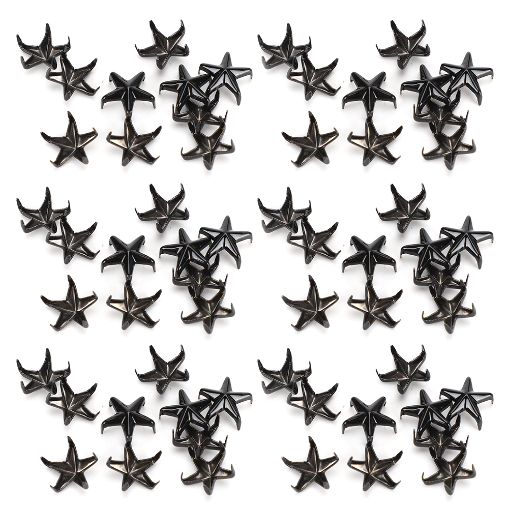 200 Sternnieten, 5-zackig, Klauenförmig, Für Diy-taschen, Hüte Und Dekorationsartikel, 10 Mm, Schwarz