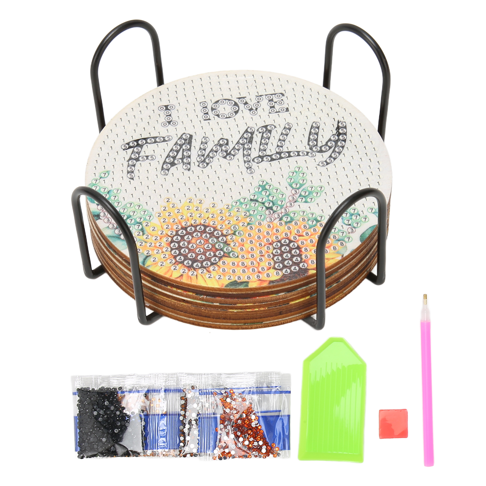 Strass-untersetzer, Rustikaler Landhausstil, Funkelndes Diy-set, Geruchlos Für Die Heimdekoration
