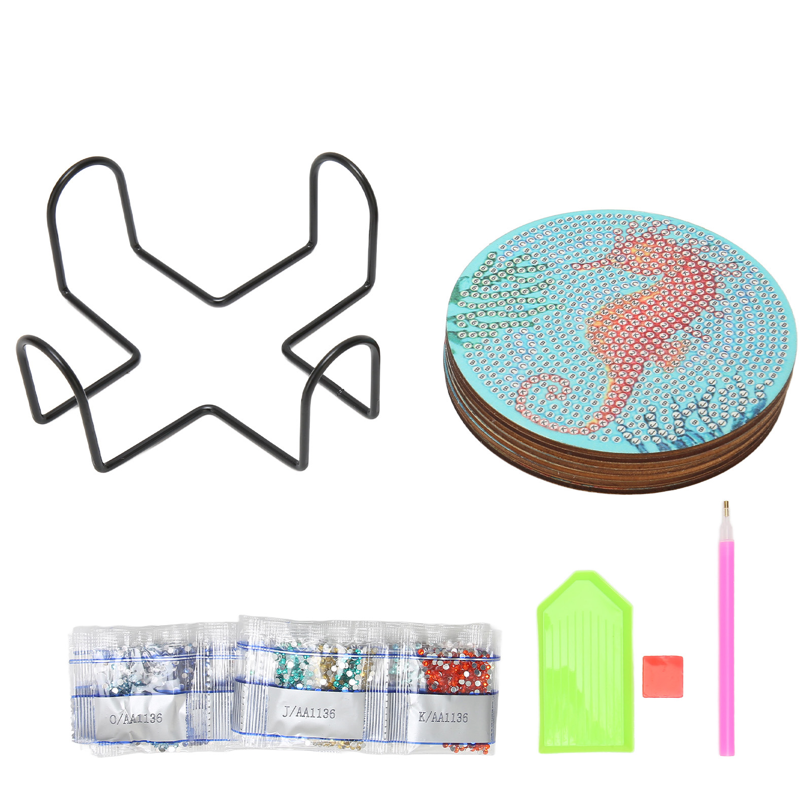 Set Mit 8 Strass-untersetzern Im Ozean-design, Leuchtende Farben, Funkelndes Diy-bastelset Für Kinder Und Erwachsene