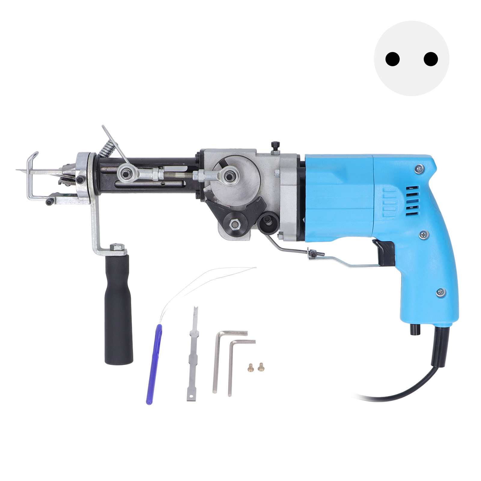2-in-1-tuftingpistole, Einstellbare Geschwindigkeit, Elektrische Bastelmaschine Für Diy-teppiche, Für Anfänger, 100–240 V, Blau, Eu-stecker