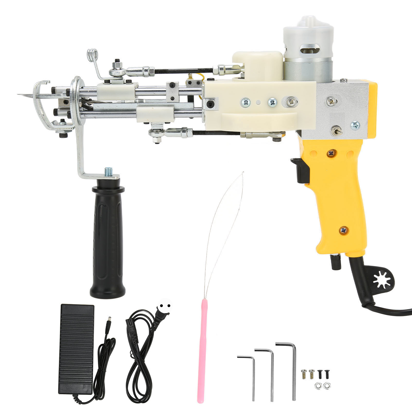 2-in-1-teppichpistole, Geschwindigkeitsregulierung, Elektrische Diy-bastelmaschine, 100–240 V, Eu-stecker, Gelb