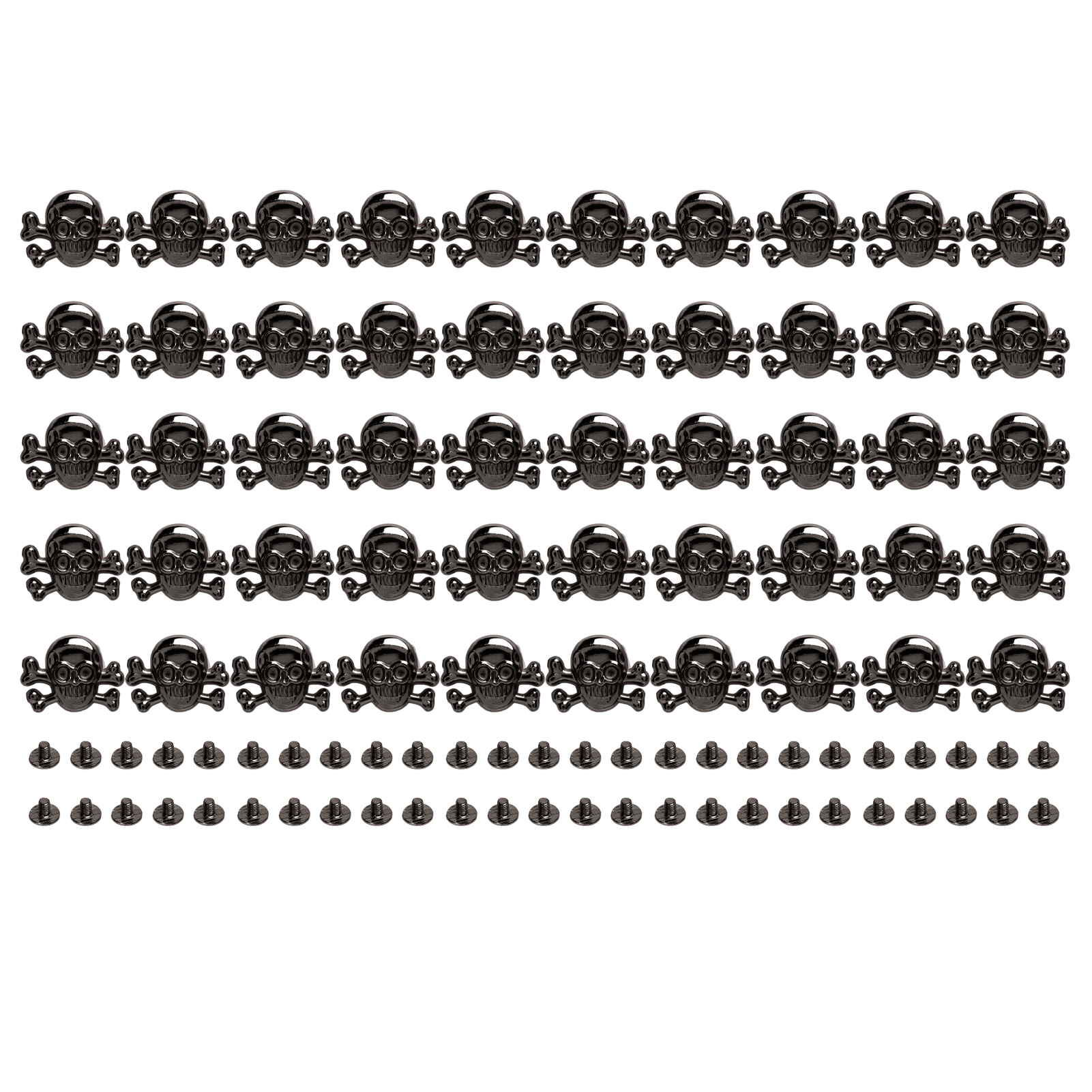 Set Mit 50 Gotischen Totenkopfnieten, Stylische Und Trendige Diy-accessoires Für Schuhe Und Gürtel, Silber Und Schwarz