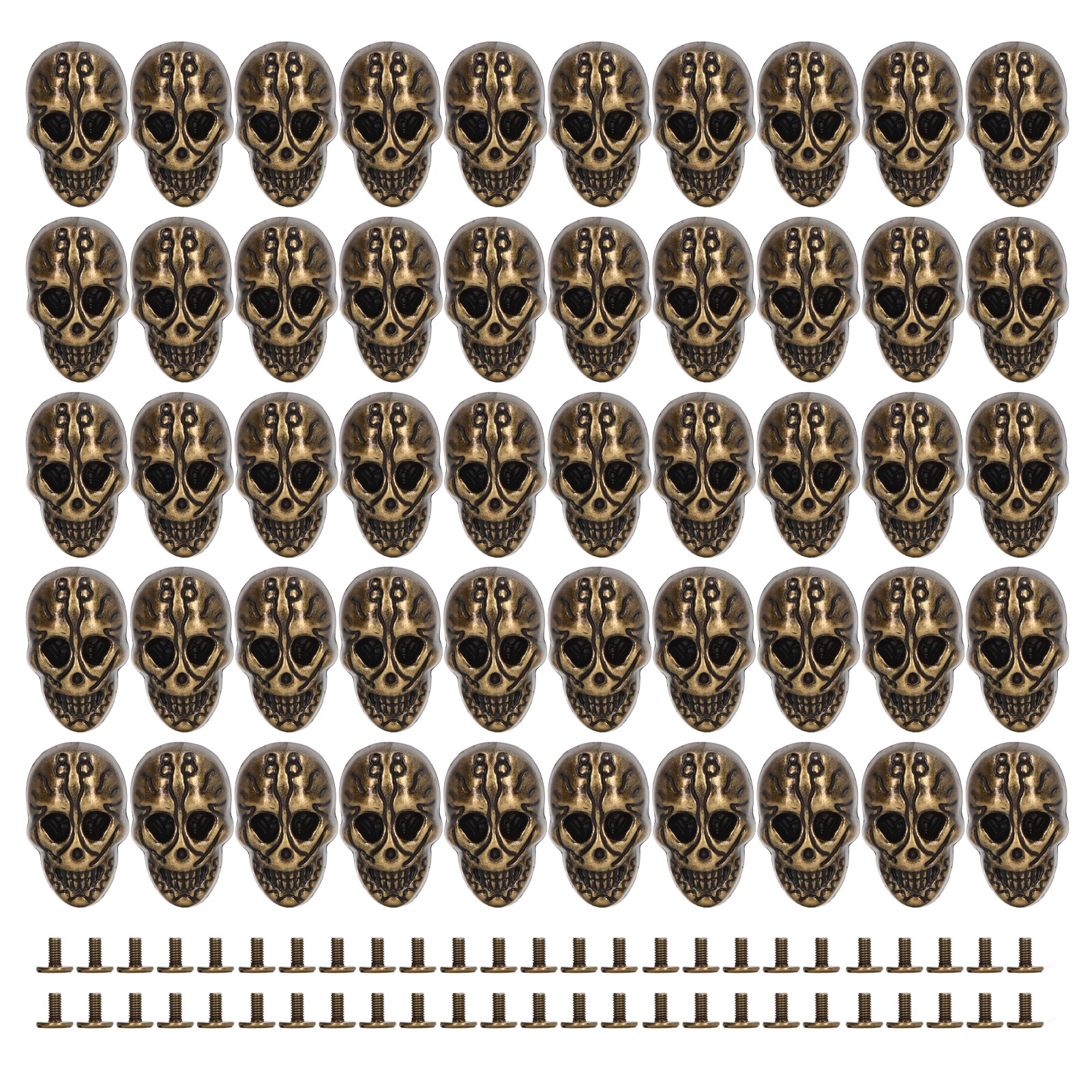 Set Mit 50 Totenkopfnieten 25x16mm, Punk-geisterkopf, Elektrolysierte Zinklegierung, Knopf Für Lederarbeiten, Bronze