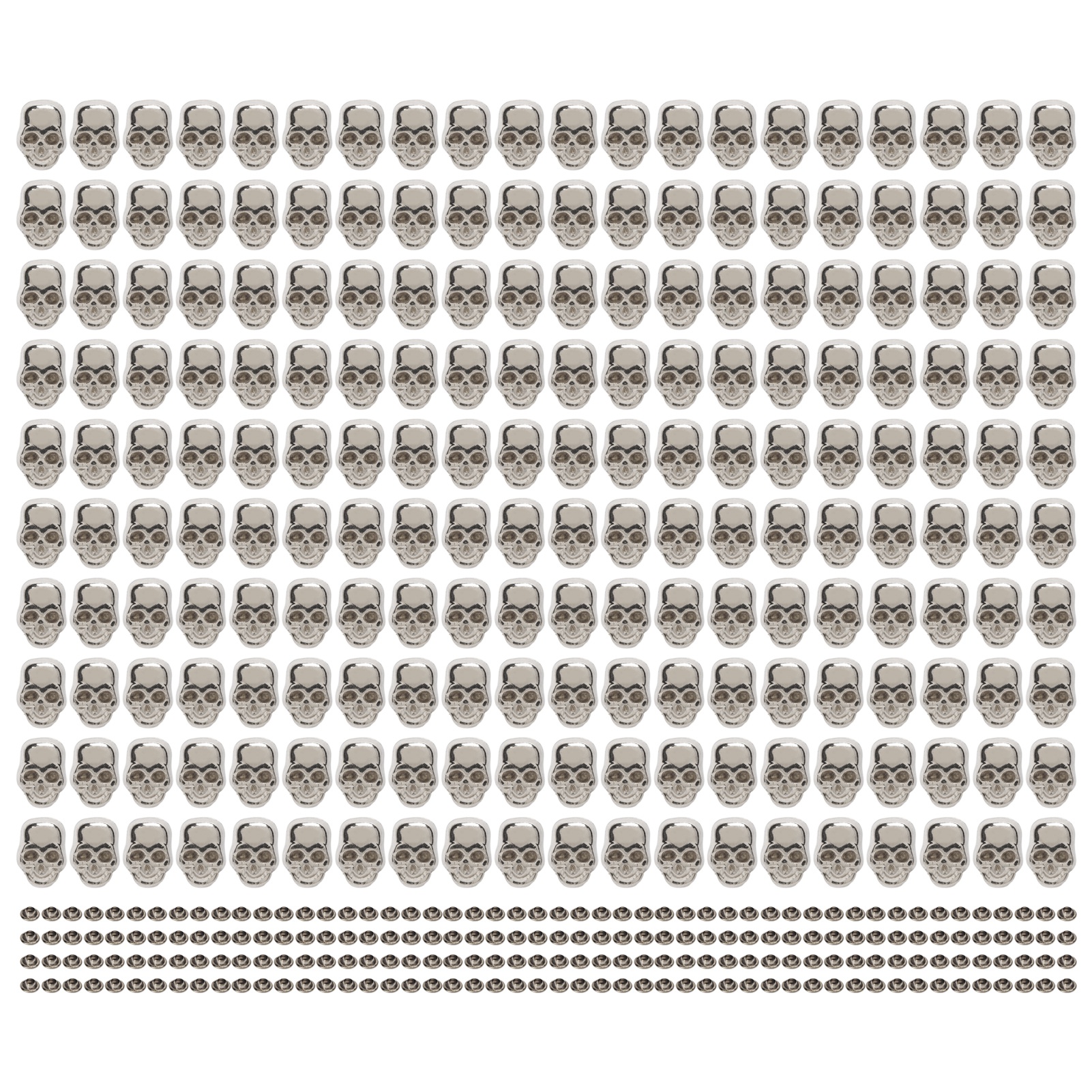 Konvolut Von 200 Gotischen Totenkopfnieten, Trendige Ziernieten, Diy-accessoires Für Schuhe, Kleidung, Taschen, Silber