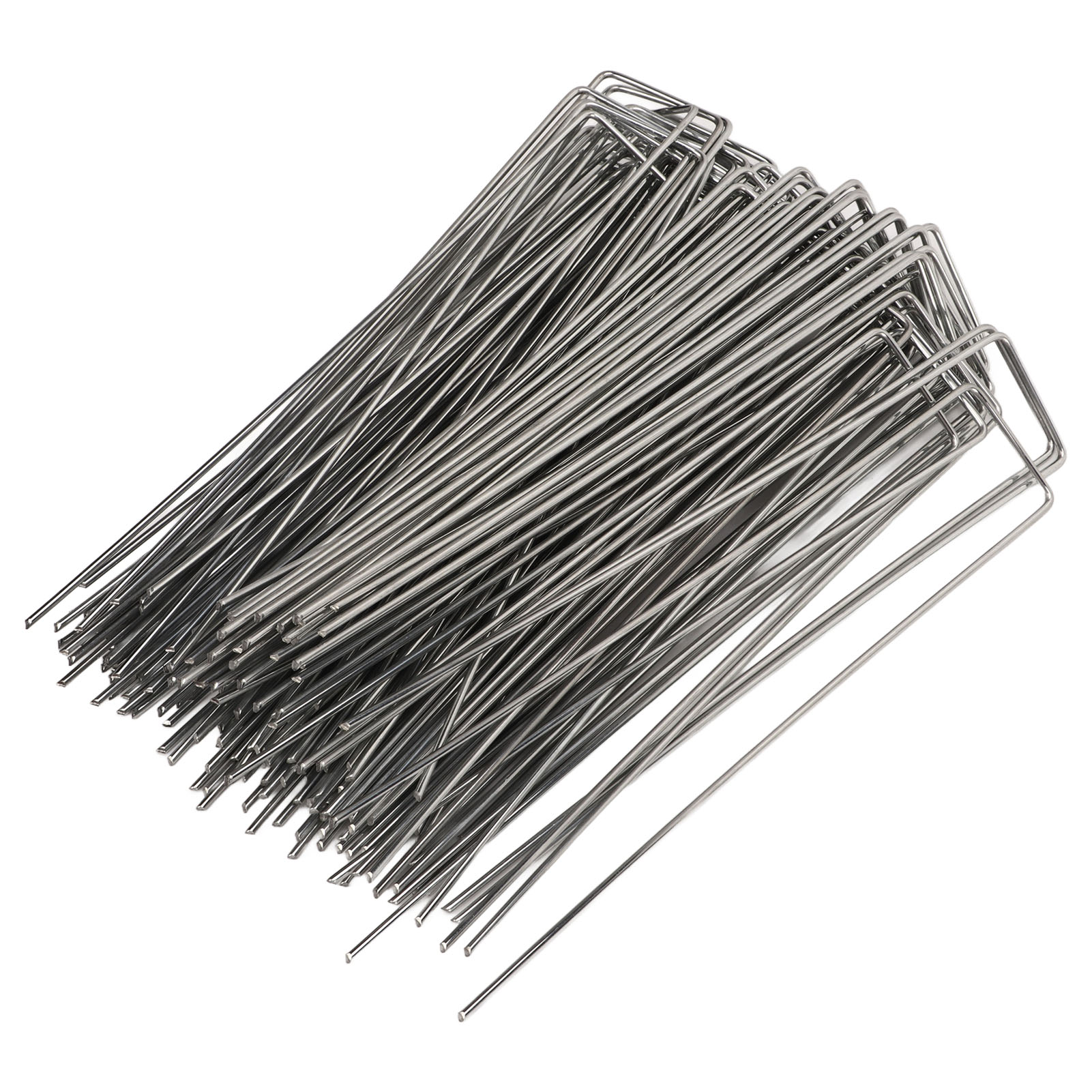 Packung Mit 100 U-förmigen, Verzinkten Stahl-gartenpfählen, Befestigungspflöcken Für Geotextilien, Rasen Und Dekorationen, 2,5 Mm Dick