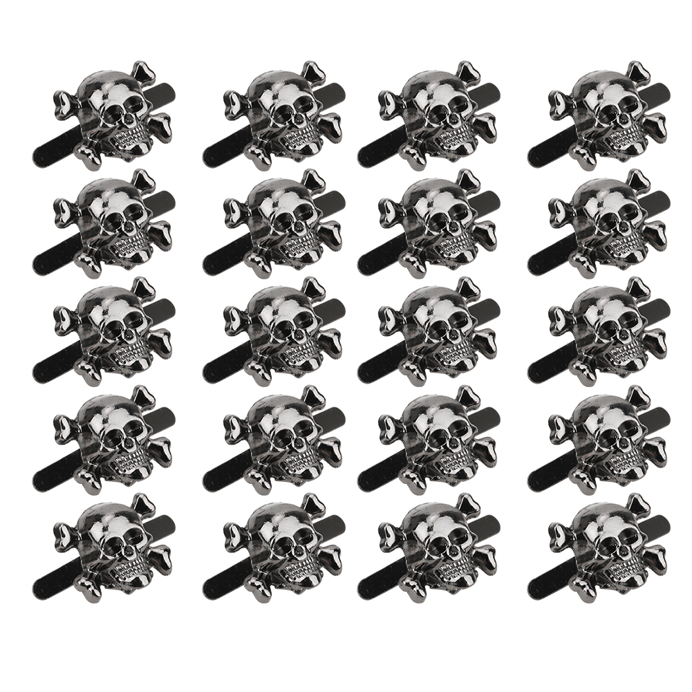 Packung Mit 20 Diy-punk-totenkopfnägeln, 13 X 15 Mm, Totenkopfförmige Nieten Für Armbänder, Taschen, Kleidung Und Leder, Rutheniumfarbe