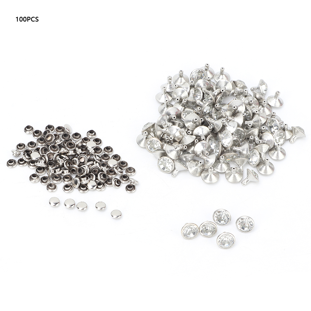 100 Stück 10 Mm Strassnieten Aus Metall, Dekorative Spitzen (silberweißer Kristallrand)