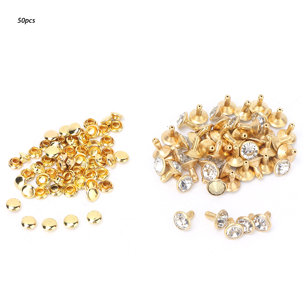 50 Stück Kristallnieten 8 Mm Strass Dekorative Diy Lederschuhe Bekleidung Nieten (weißer Kristall)