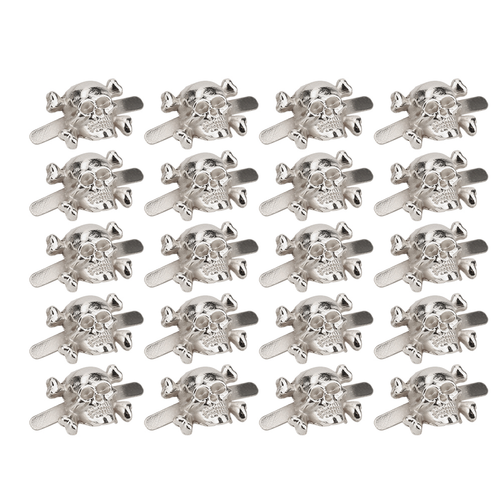 Set Mit 20 Diy-punk-totenkopf-nieten Aus Silberfarbenem Metall, 13 X 18 Mm, Für Armbänder, Taschen, Kleidung Und Leder