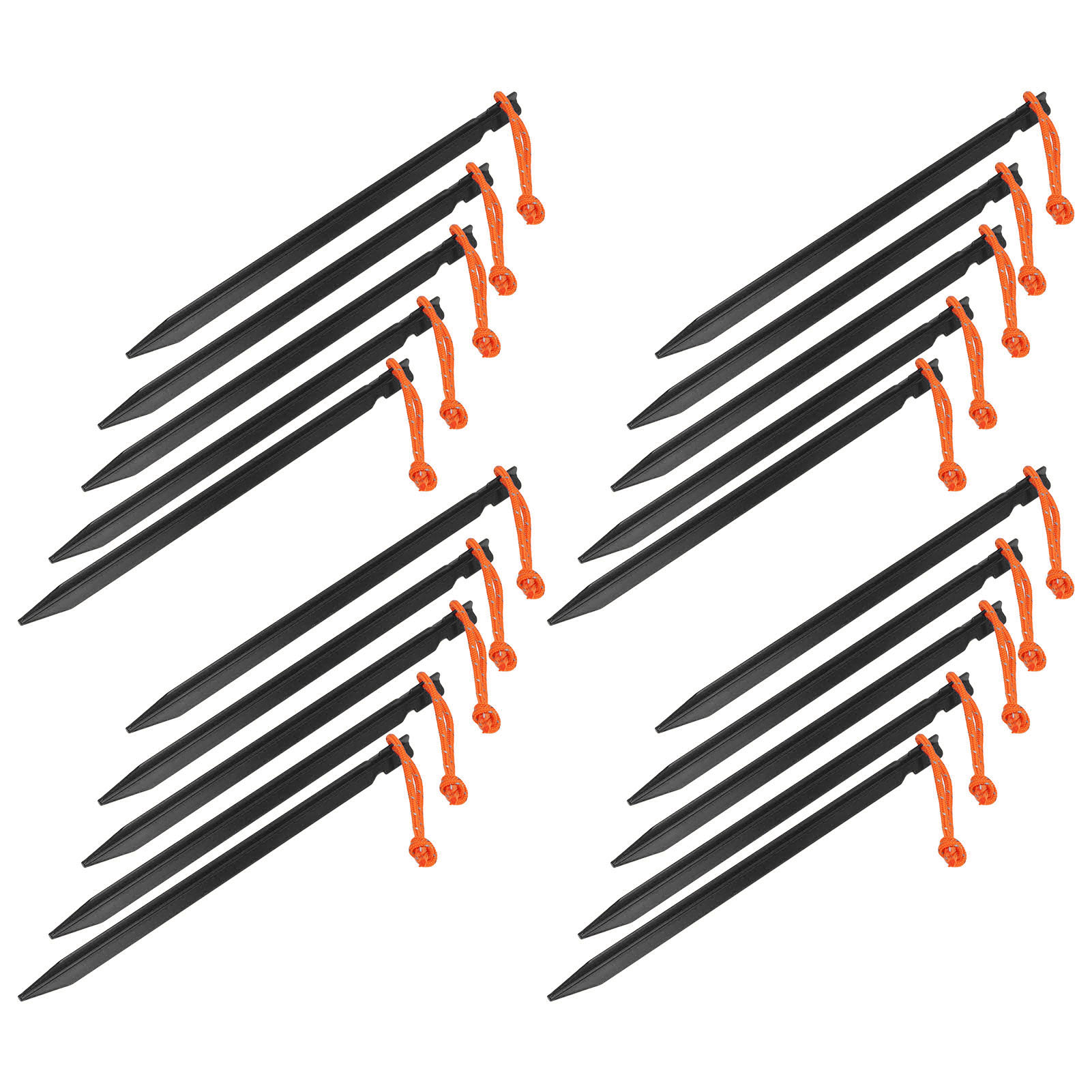 20 Robuste, V-förmige Heringe Mit Seilen, Für Camping, Markisen, 23 Cm, Schwarz