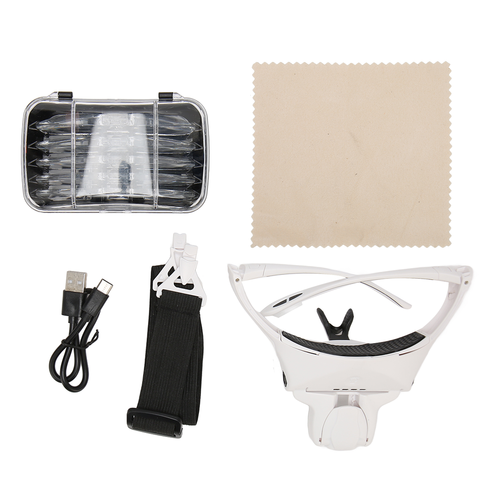 Kopflupe Mit 1- Bis 3,5-facher Vergrößerung, 4 Leds, 5 Austauschbaren Linsen, Ergonomischem, Freihändigem Design Für Familien