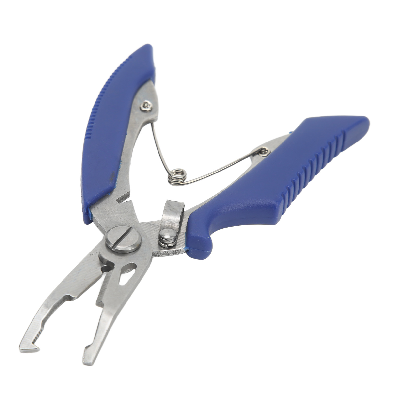 Angelzange Aus Edelstahl, Gebogenes Maul, Schnurschneider, Multifunktional, Blau, Für Outdoor-angeln