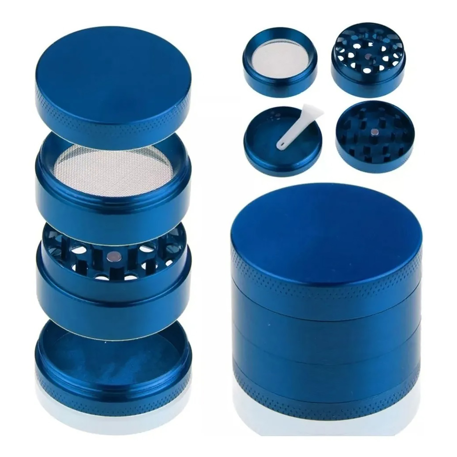 Abnehmbare 4-lagige Kräutermühle Aus Zinklegierung, Tragbare Gewürzmühle Für Männer, Blau