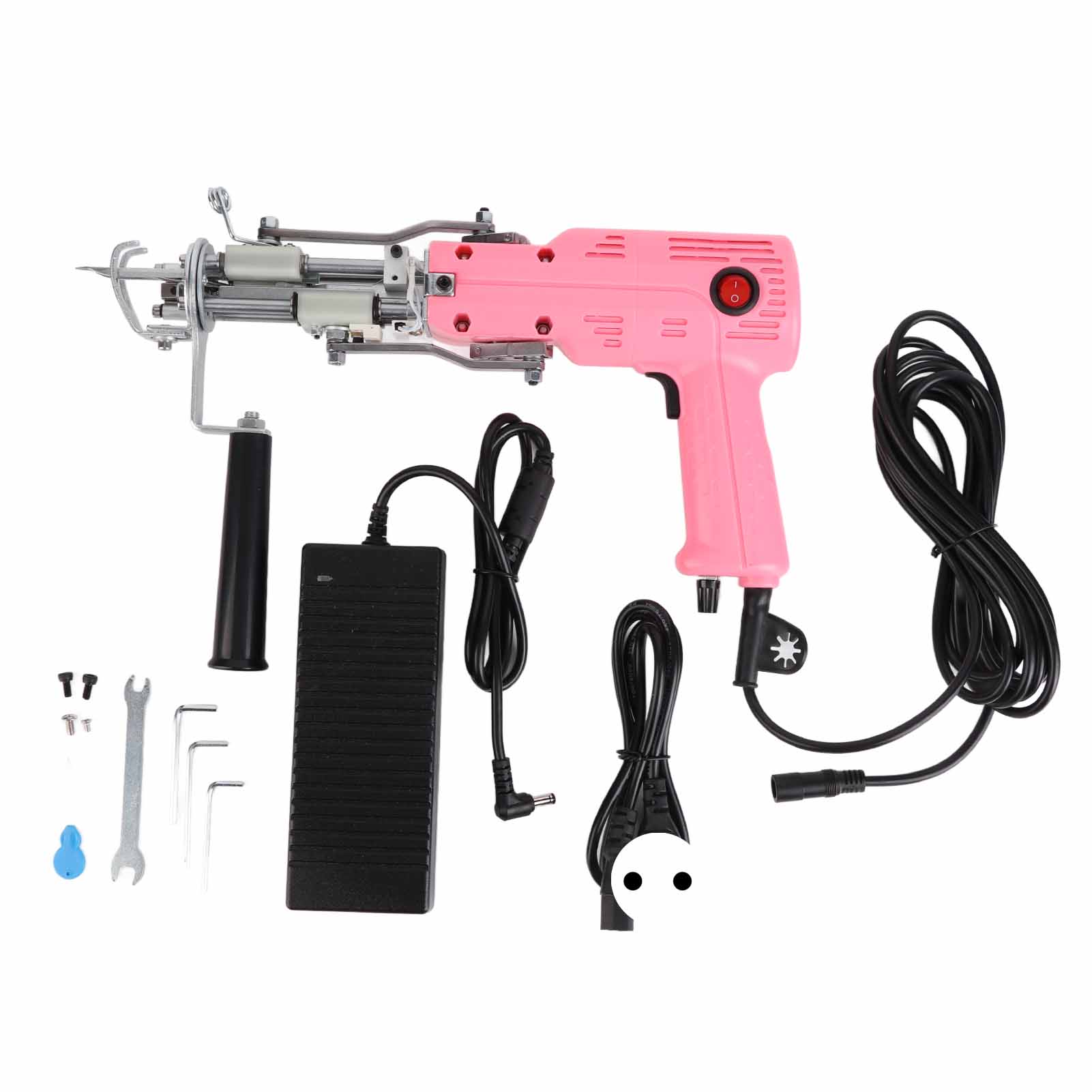 Tuftingpistolen-set Für Rosa Teppiche, 360° Verstellbarer Griff, Einfache Bedienung, Schlingenschneidfunktion, 100–240 V Eu-stecker