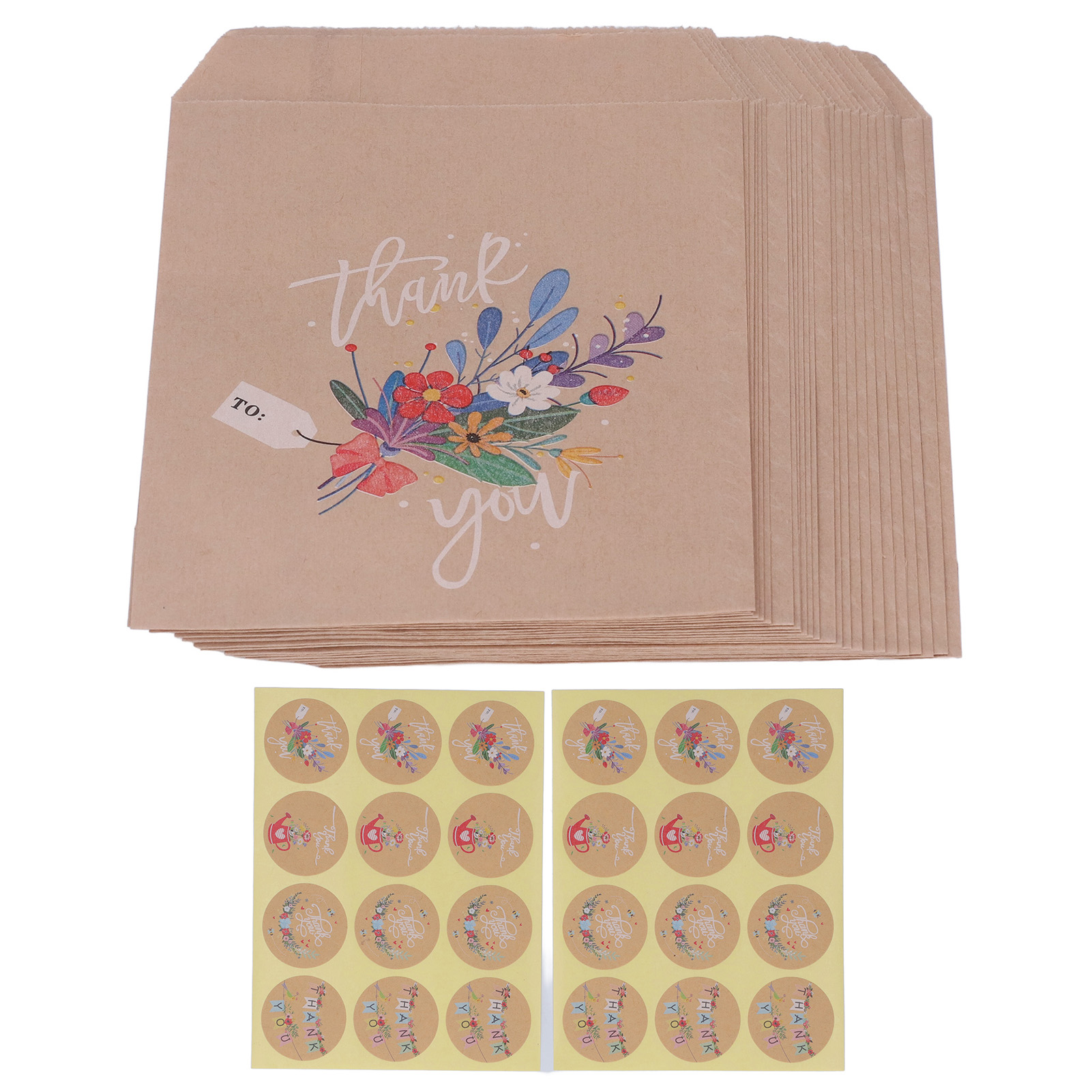 Set Mit 2 Braunen Kraftpapier-geschenktüten Mit Cartoon-muster, Vielseitig Einsetzbar Für Partys Und Blumensträuße