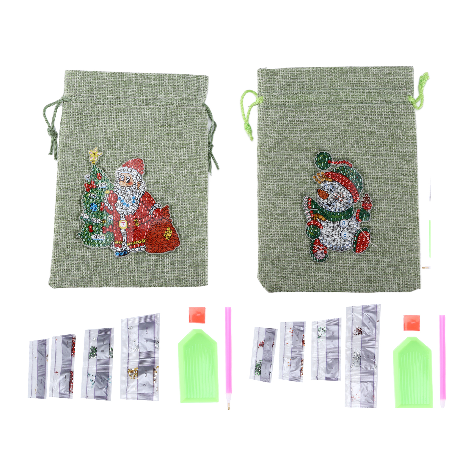 Set Mit 5 Leichten Weihnachtsgeschenktüten Im Schicken Design, Für Süßigkeiten, Schmuck Und Partys