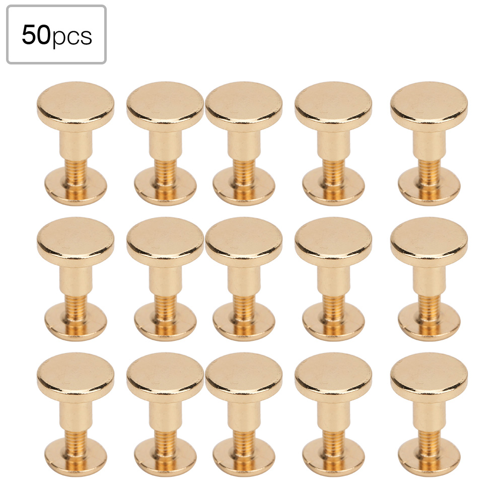 50-teiliges Set Aus 8-mm-flachkopfnieten Aus Reinem Kupfer Für Notizbuchbindungen, Lederriemenschrauben, Gold