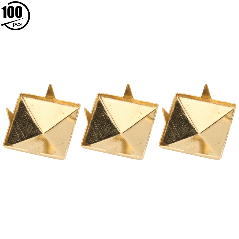 100 Punk-pyramiden-ohrstecker Aus Goldfarbenem Metall, 4-zackig, 15 Mm, Für Armbänder, Kleidung, Schuhe Und Taschen
